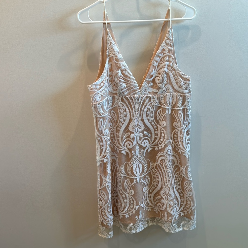 Cocktail Nude and White Sequin Dress